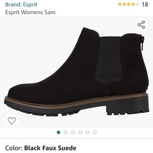 Esprit faux suede chelsea boots ankle booties black womens 9